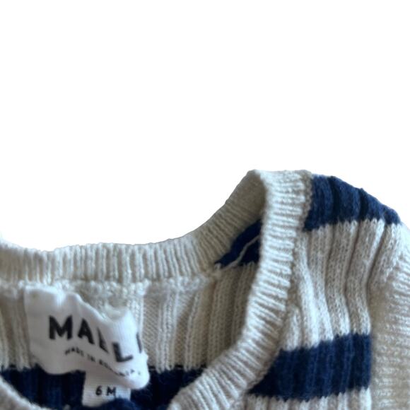 Mabli boys ecru navy stripe rib knit sleeveless romper 6 months - Picture 2 of 7